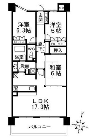 サンクタス甲南山手スティーロレジデンスの物件間取画像